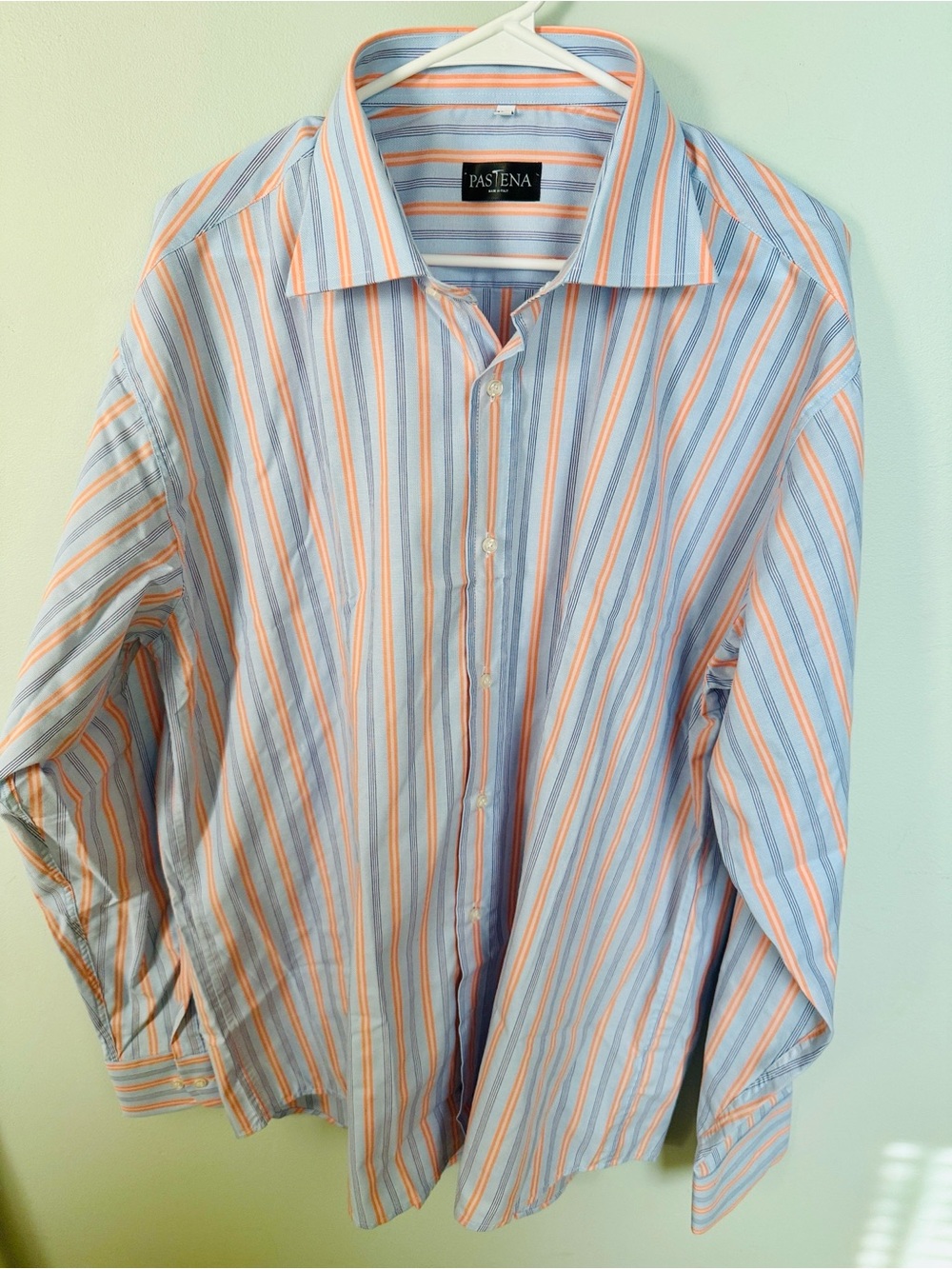 Pastena Designer - Made in Italy Men’s Long-Sleeve Striped Dress Shirt Size XXL